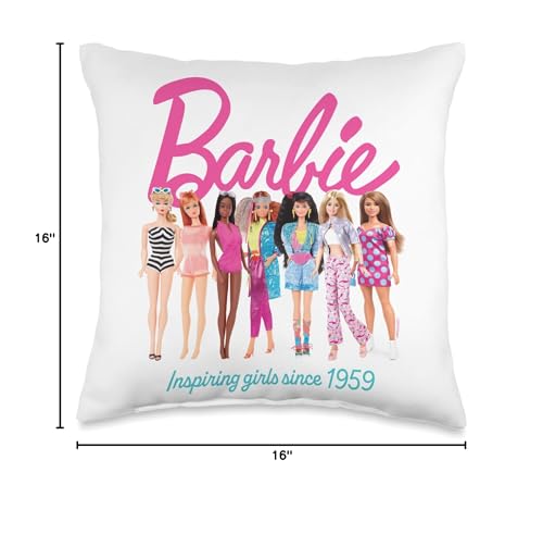 Barbie Inspiring Girls Since 1959 Doll Lineup Throw Pillow