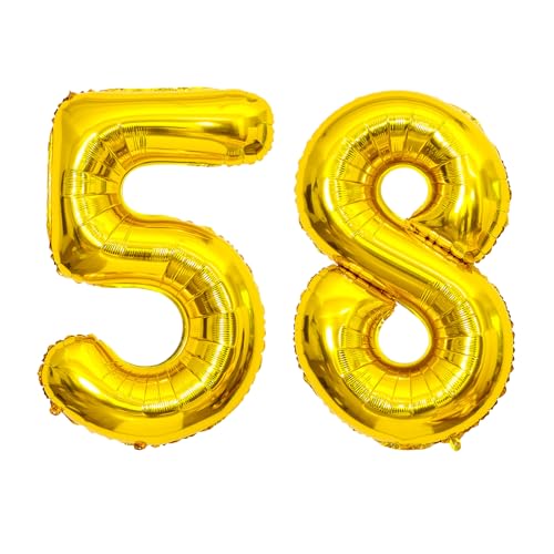 40 Inch Gold Number 58 Balloon for 58th Birthday & Wedding Decor