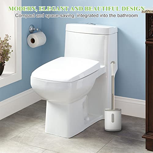 AONEZ Compact Toilet Brush & Holder with Stainless Steel Handle