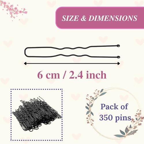BeYOUtiholics 350-Piece Black U-Shaped Hair Pins 6cm with Storage Box