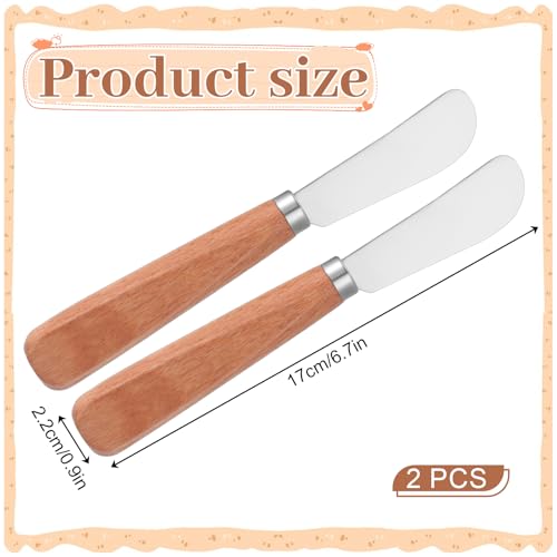 Thinp 2-Piece Stainless Steel Butter Knife and Cheese Spreader with Wood Handle