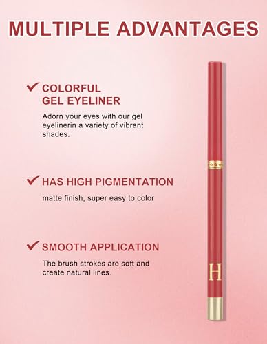 Jutqut 2PCS Burgundy Gel Eyeliner Pencil Waterproof Smudge Proof