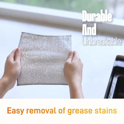 6 Pack Non-Scratch Wire Dish Cloths - Triple-Layer Kitchen Scrubbers
