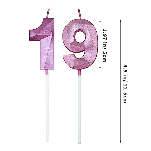 Pink 3D Diamond Birthday Candles Set for Ages 19 & 91