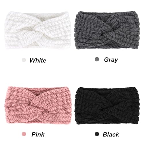TIOSRU 4-Pack Knit Ear Warmer Headbands for Women Winter Cold Weather