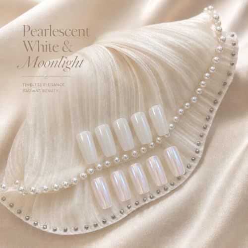 Uellipapy White Pearl & Pink Aurora Chrome Nail Powder Set