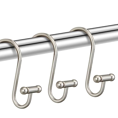 EleCharm T-Shape Shower Curtain Hooks - Rustproof Nickel Hangers