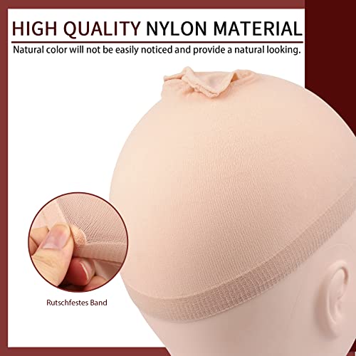 Fandamei 4PCS Nylon Wig Caps Nude Stretchable Stocking Cap for Wigs