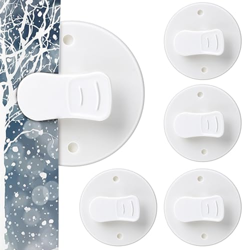 4 Pack Shower Curtain Clips - Self-Adhesive Windproof Water Splash Weights for Bathroom
