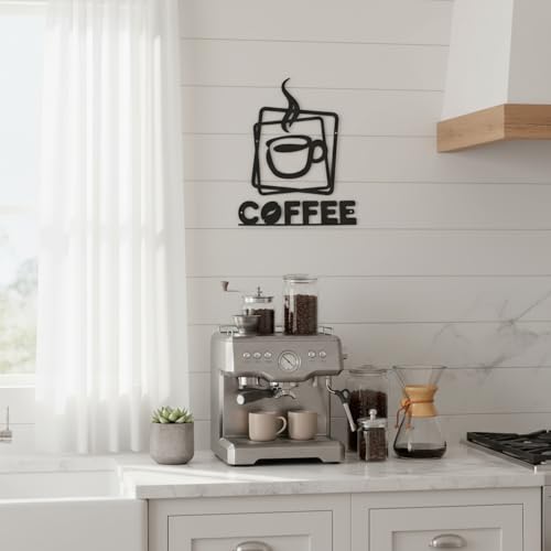 Coffee Metal Wall Art Decor - Set of 2, 9 Inch, Black