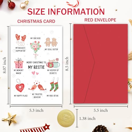 Cute Christmas Card for Bestie - Heartfelt Holiday Greeting