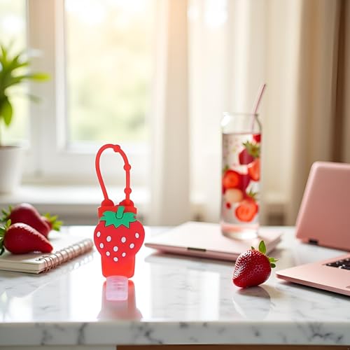 WaigN Strawberry Travel Bottle Refillable Hand Sanitizer Dispenser with Keychain