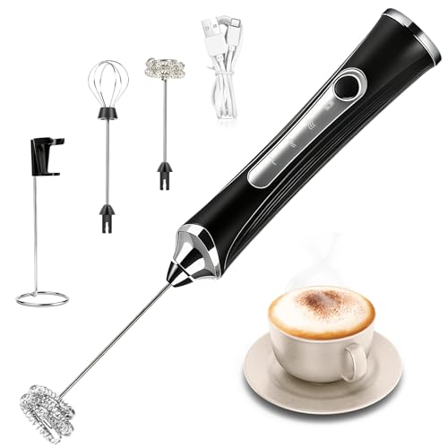 Gcdaxour Handheld Milk Frother - Rechargeable 3-Speed Electric Foam Maker