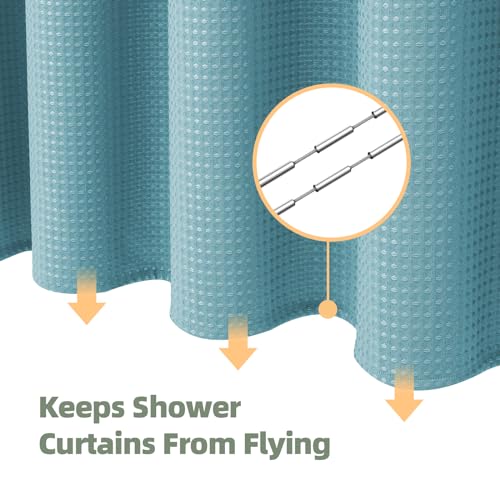 LaCyan 3-in-1 Waterproof Waffle Weave Shower Curtain Set with Clear Liner, 72x84 inches, Teal, Pack of 3