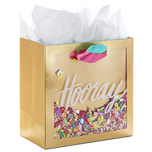 Hallmark Signature Medium Square Gift Bag, Hooray Confetti with Tissue Paper