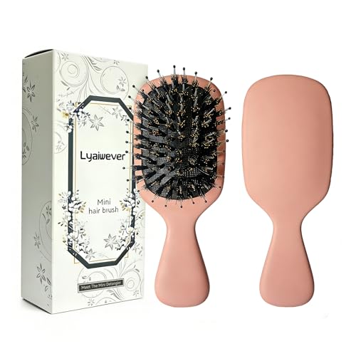 Mini Boar Bristle Hair Brush Travel Pocket Hairbrush for Detangling