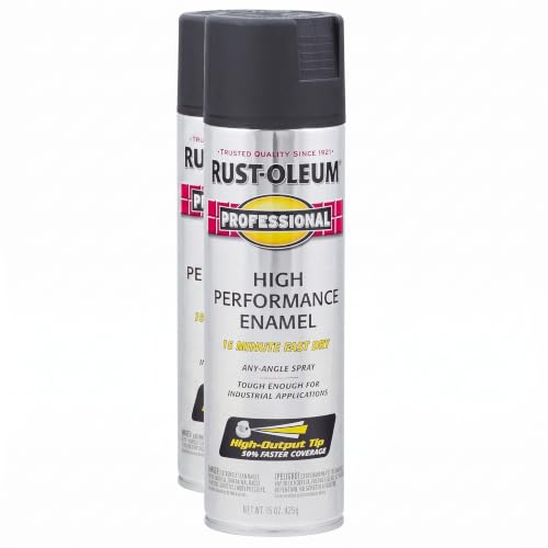 Rust-Oleum Professional High Performance Flat Black Enamel Spray Paint - 15 Oz Pack of 2