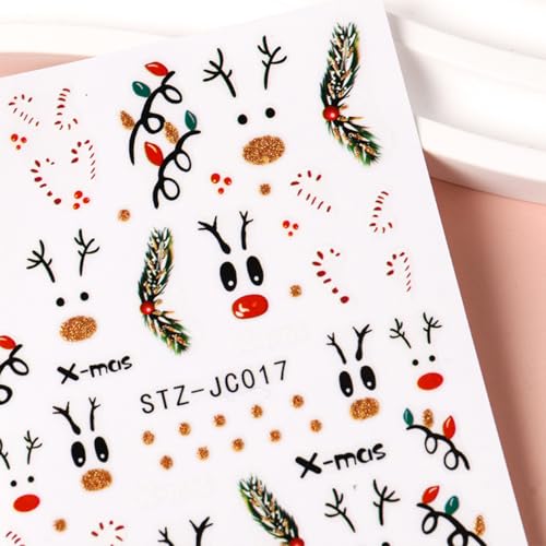 Christmas 3D Nail Art Stickers Self-Adhesive Holiday Decals 6PCS