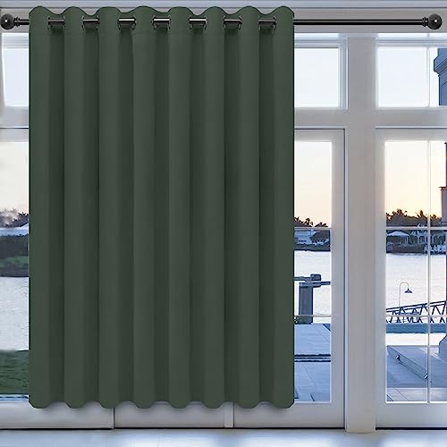 Easy-Going Blackout Curtains 100x84 in - Greyish Green, Single Panel, Thermal Insulated, Grommet Top for Bedroom & Living Room