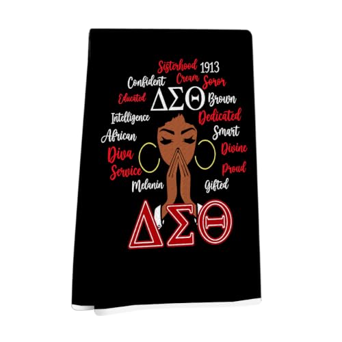 Delta Sigma Theta Sorority Kitchen Towel - Waffle Weave Dish Towel 16x24 (1642)