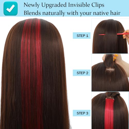 Emerald Green Clip In Hair Extensions 22 Inch Long Straight Synthetic Hairpieces
