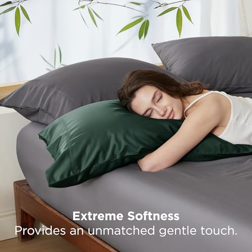Cooling Bamboo Pillow Cases Set of 2 - Forest Green, 20x26 Inches