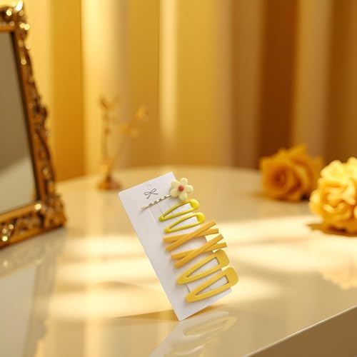 SelHeng 14 Pcs Yellow Flower Hair Clips Gold Barrette Hairpins Set