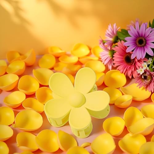 ZLmoue Yellow Flower Hair Claw Clips Anti-Scratch Strong Hold Jaw Clips