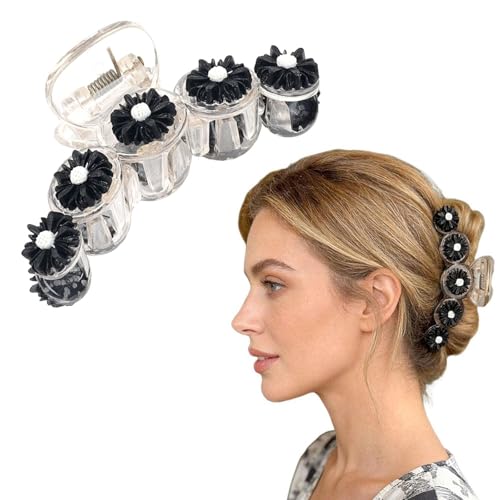 Totelux Black Daisy Flower Hair Claw Clip Medium Acrylic Hair Jaw Clamp