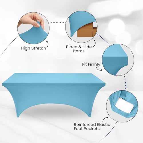 Utopia Kitchen 6FT Spandex Table Cloth - Blue Mist, Fitted & Washable