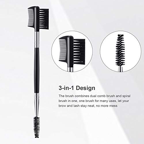 Patelai 3-in-1 Eyebrow Brush and Eyelash Comb Tool - 3 Pack Black