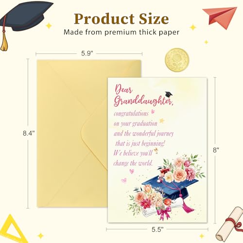 Inspirational Graduation Card for Granddaughter - Floral Design