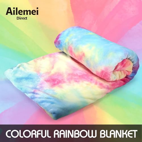 Rainbow Tie Dye Throw Blanket - Soft Flannel Fleece for Teens