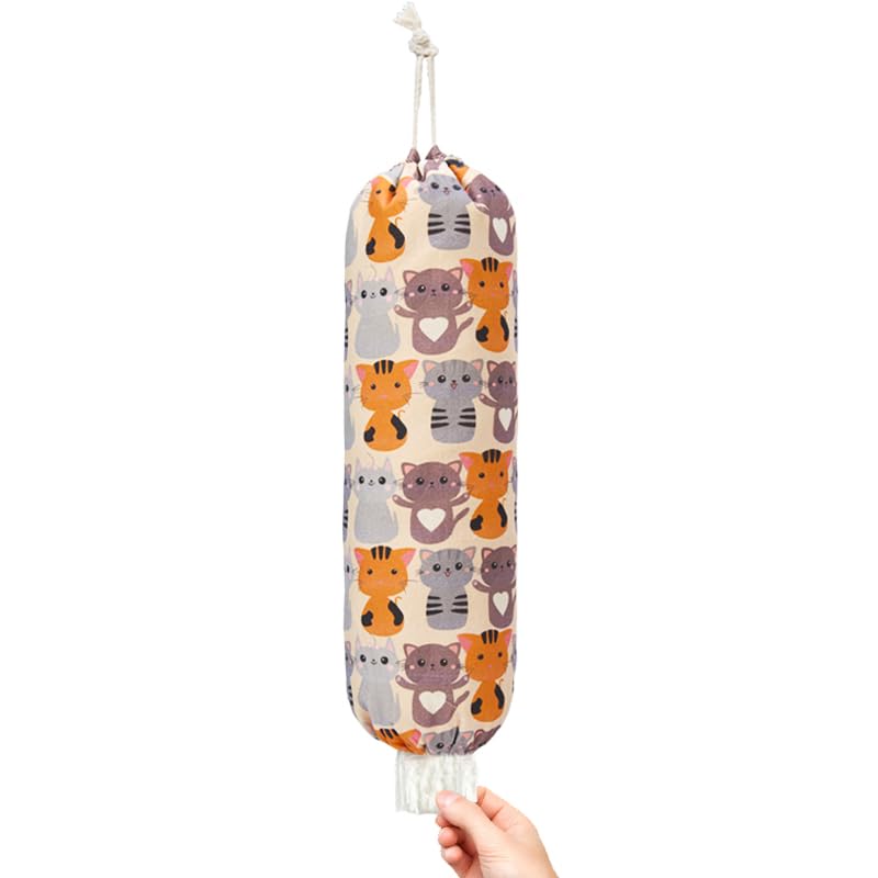 Cat Plastic Bag Holder - Cute Wall Mount Grocery Bag Dispenser