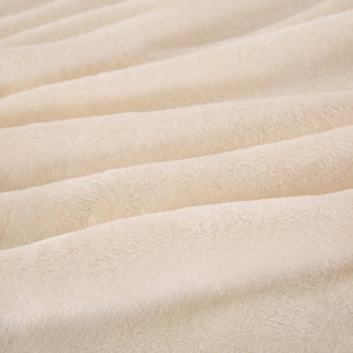 TASTHROW Creamwhite Plush Throw Blanket 50x60 | Cozy Flannel Fleece