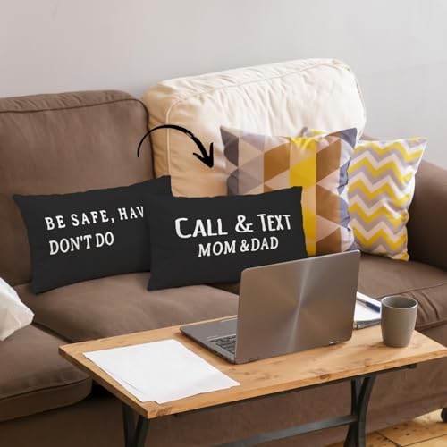 Mingnei Call Your Mom Pillow Cover Black 12x20 Funny Dorm Decor Gift