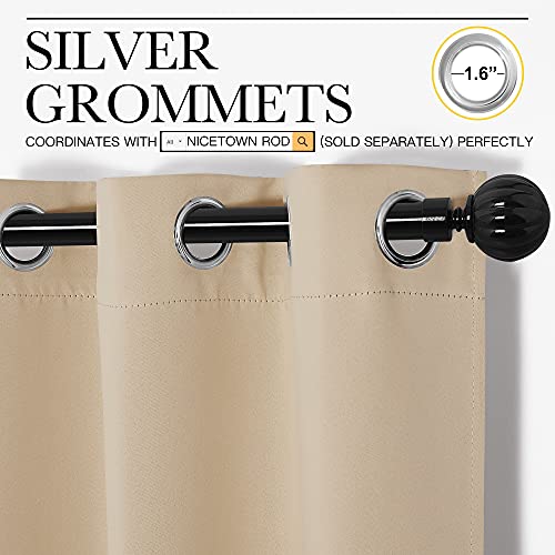 NICETOWN Room Darkening Curtains - Thermal Insulated Grommet Drapes 55x86, Beige (1 Pair)