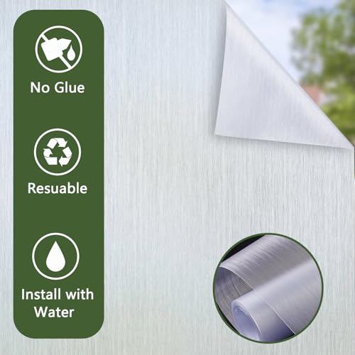 Deabevn Frosted Glass Window Privacy Film, Static Cling 17.5" x 78.7"