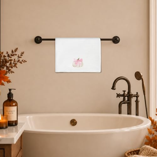 Pink Coquette Bow Pumpkin Kitchen Towel - Color 6, 16x24 Inch Fall Hand Towel