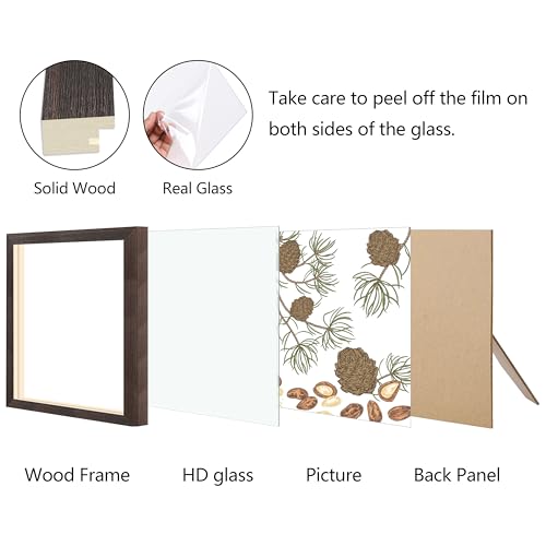 CORE ART 4x4 Picture Frame, Rustic Brown Solid Wood Farmhouse Decor