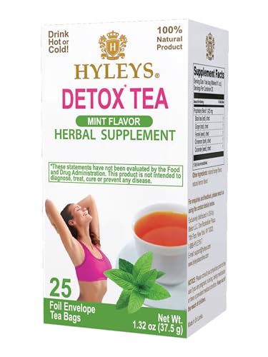 Hyleys Detox Tea - Green Tea with Mint, Ginger & Fennel - 25 Bags