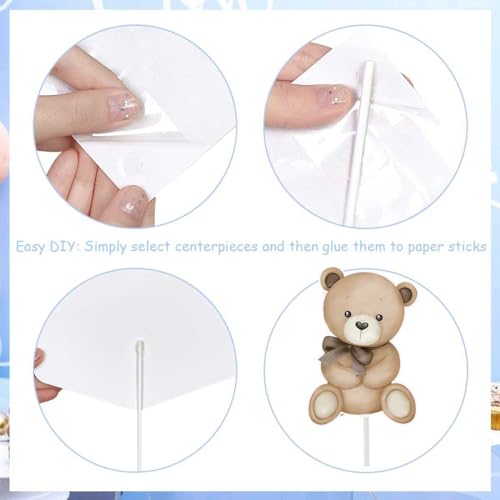 16Pcs Bear Baby Shower Centerpieces for Cake Table Decorations