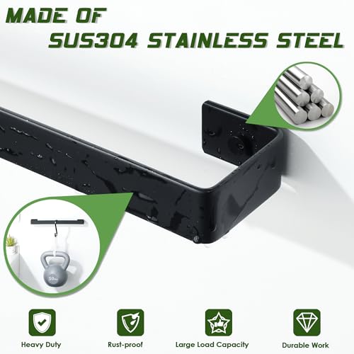 8-Inch Black SUS304 Stainless Steel Towel Bar for Bathroom