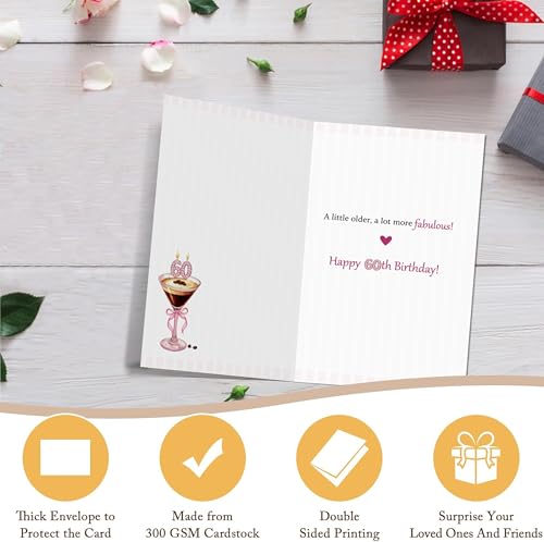 RPJIEKINXU 60th Birthday Card for Her - Funny Martini & Coffee Gift, 'A Tini Bit Older' Variation