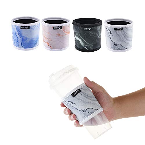 Marble Pattern Coffee Mug Sleeve Insulator - 4 Pcs Neoprene Set