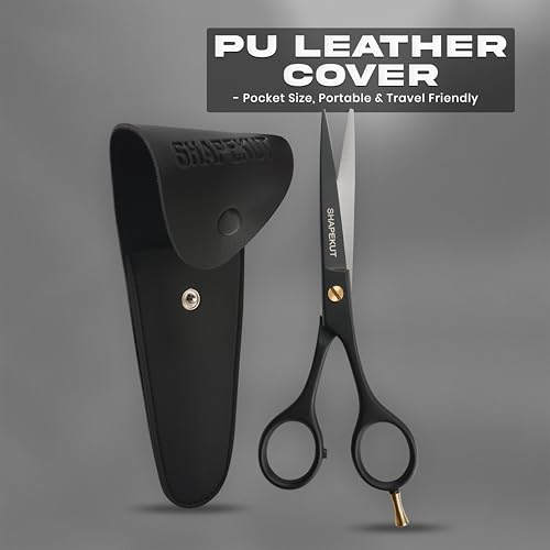 SHAPEKUT Professional 6.5 Inch Hair Cutting Scissors, Black Stainless Steel Barber Shears