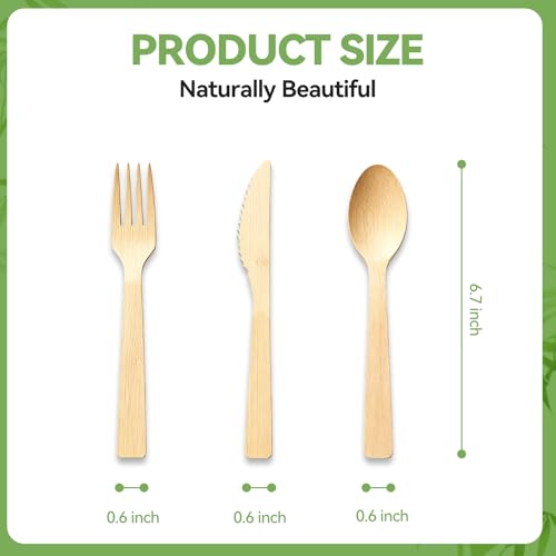 Bamboo Cutlery Set - Eco-Friendly Disposable Utensils (9 Pcs)