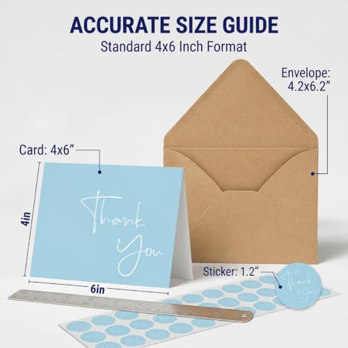 XXINMOH Thank You Cards Bulk Set - 100 Pack 4x6 Inch Cards with Envelopes & Stickers