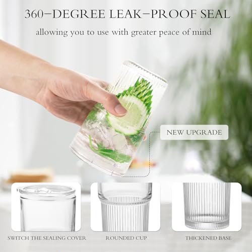 Luiaiog 18.5oz Reusable Glass Tumbler with Lid and Straw - Clear