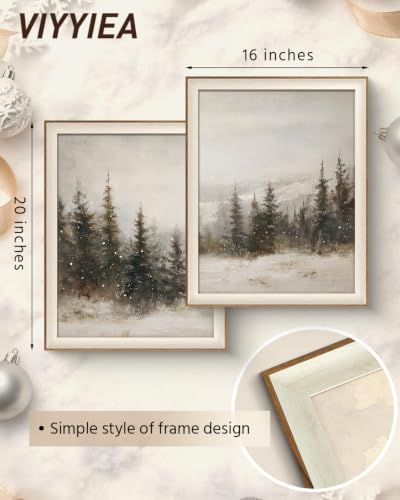 Silent Forest Framed Christmas Pine Forest Wall Art Set 16x20 inch